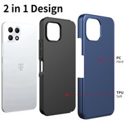 For BLU View 5 Pro 2024 Dual Layer Slim & Tough Hybrid Shockproof Heavy Duty TPU Matte with Textured Rugged Shell Protection Phone Case Cover by Xpression - Blue Navy