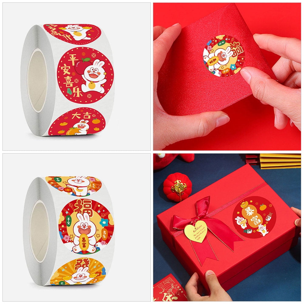 EXHUMKY New Year Holiday Stickers, Self-Adhesive Decorative Labels for Envelopes, Wrapping, and Party Supplies
