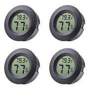 4-Pack Mini Hygrometer Thermometer Fahrenheit or Celsius Meter Digital LCD Monitor Indoor Room Round Humidity Temperature Gauge for Humidors Home Greenhouse