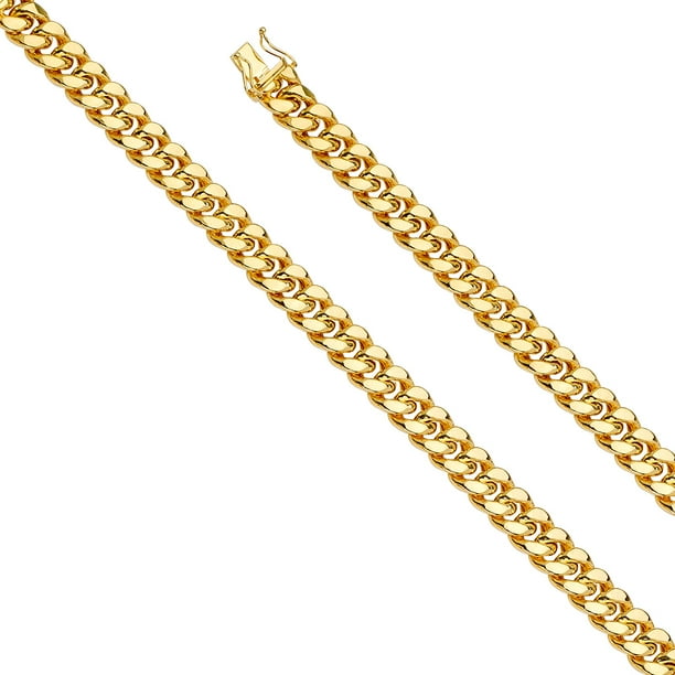 AA Jewels - AA Jewels 14k Yellow Gold 9.4MM Hollow Miami Cuban W/Box Lock Chain Necklace With ...