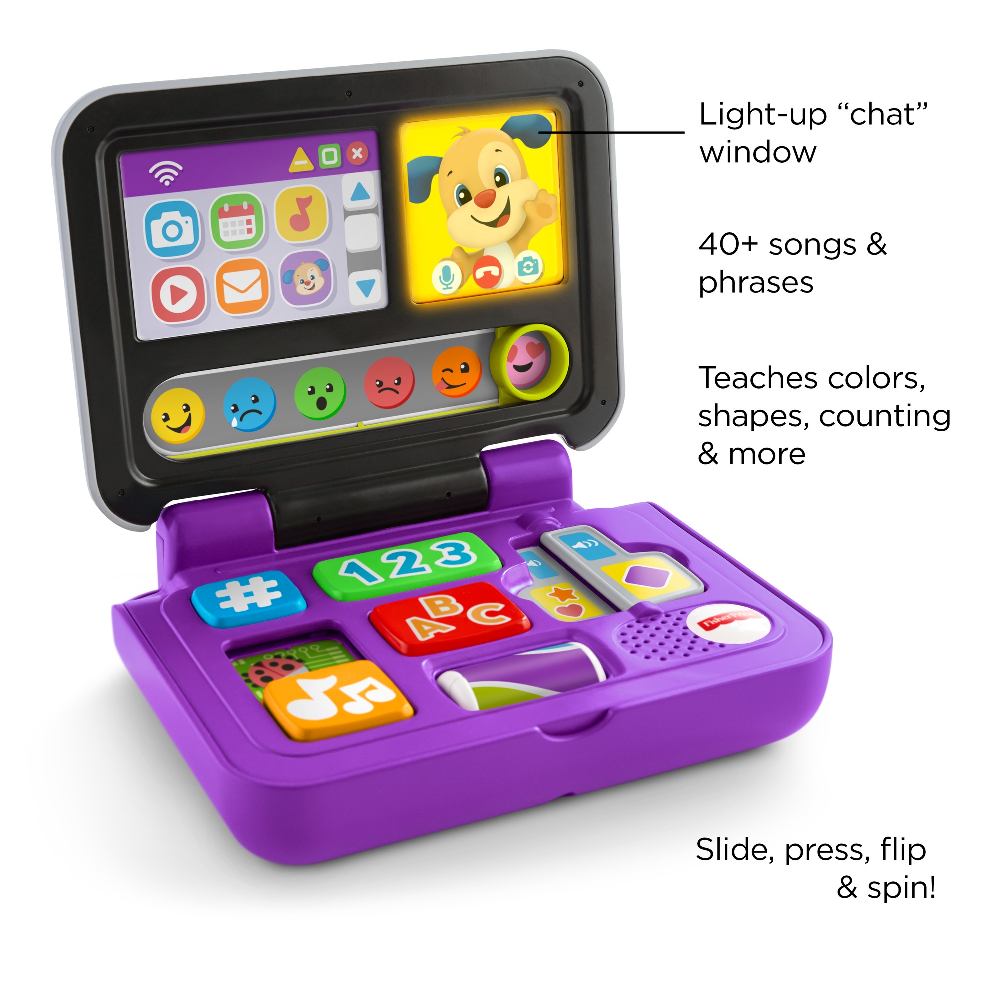 Fisher-Price Laugh & Learn Click & Learn Laptop Pretend Computer Baby & Toddler Toy - image 3 of 8