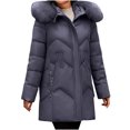 thumbnail image 3 of Juebong Women's Long Winter Puffer Coat Warm Thicken Fleece Lined Down Jacket Heavyweight Quilted Jackets Hooded Parka Outerwear Purple,XXL, 3 of 7