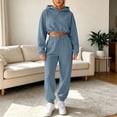 thumbnail image 4 of IUYRTFE Women's 2-Piece Cropped Hoodie and Jogger Set Long Sleeve Casual Activewear Tracksuit, 4 of 9
