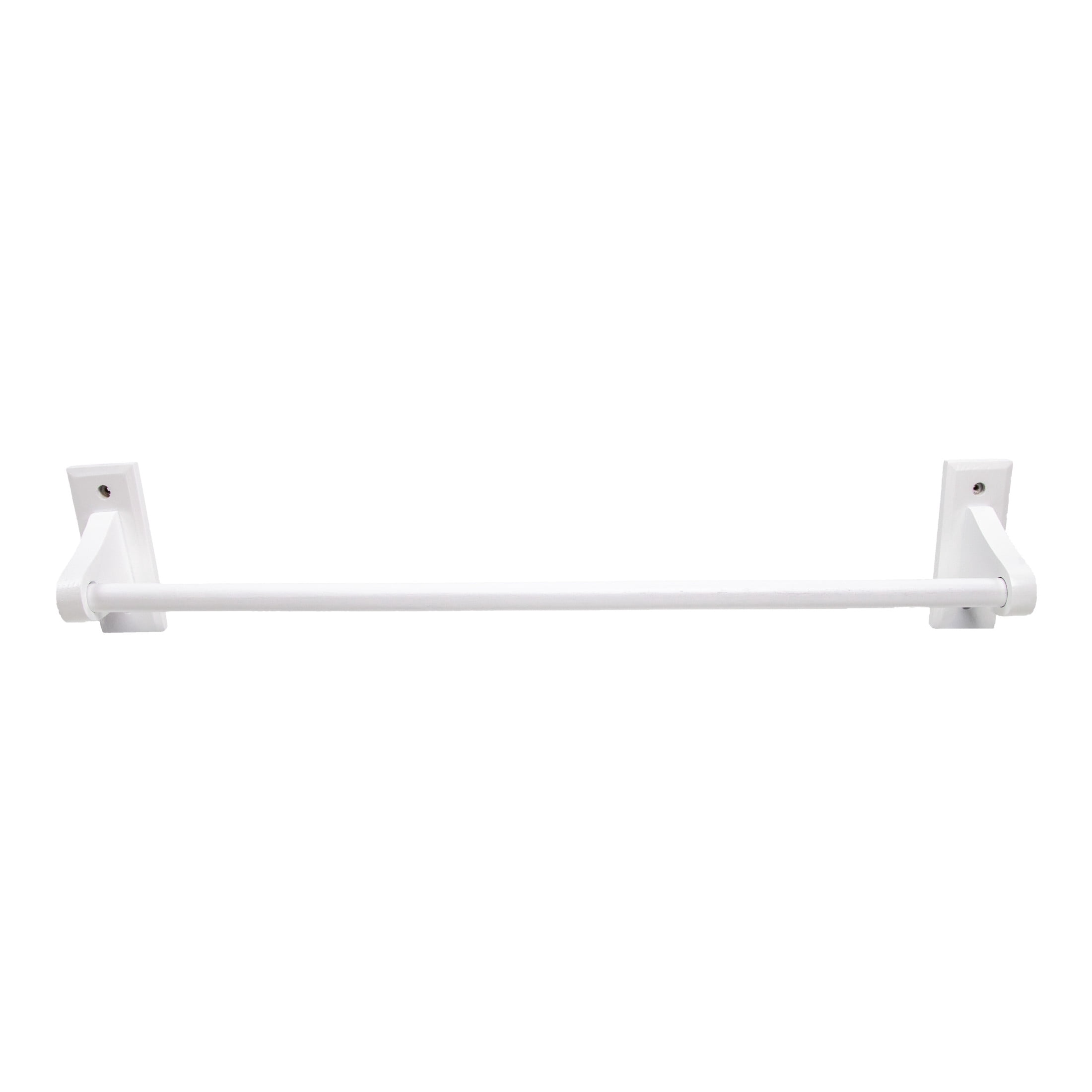 White Wood Dalton 24 in. Towel Bar, Bathroom and Kitchen Wall Mount