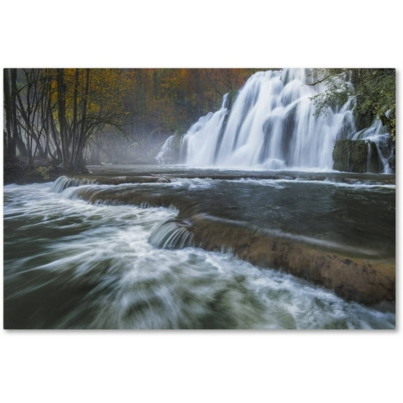 Trademark Fine Art "Waterfalls of Tufs in Jura" Canvas Art by Mathieu Rivrin