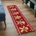 thumbnail image 3 of Gingerbread Christmas 2'x6' Runner Rugs for Hallway Kitchen Bedside Non Slip Washable, Red Golden Snowflake Winter Xmas Entryway Rug Runners with Rubber Backing, Long Carpet Runner for Laundry Room, 3 of 8