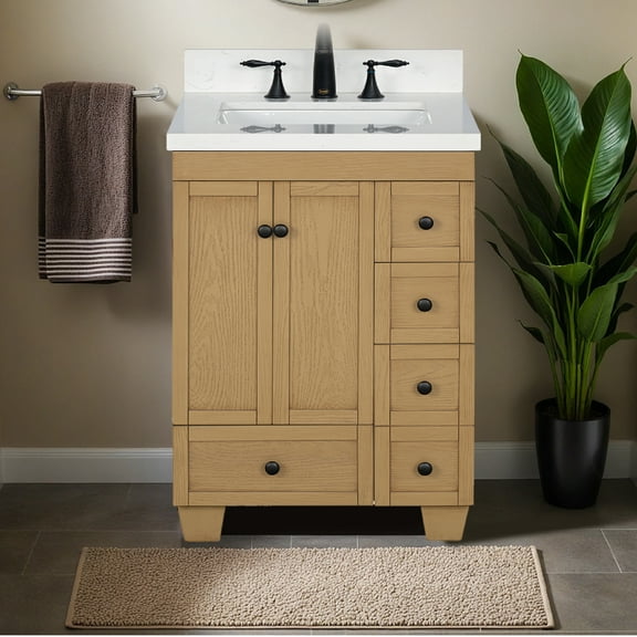 Lavanti Depos Solidwood 24-inch Bathroom Vanity with Sink - Stylish Oak