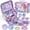 Purple, variant on Joyfy Unicorn Tea Party Set for Girls, Pretend Tin Teapot Set with Teapot, Cups, Plates, Carrying Case, Princess Tea Time Play Kitchen for Christmas Birthday Gift