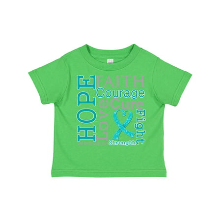

Inktastic Ovarian Cancer Hope Faith Motto Gift Toddler Boy or Toddler Girl T-Shirt