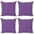 thumbnail image 1 of Love Throw Pillow Cushion Case Pack of 4, Repetitive Hearts with Stripes and Doodle Calligraphy, Modern Accent Double-Sided Print, 4 Sizes, Violet Eggplant, by Ambesonne, 1 of 2