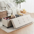 thumbnail image 2 of Ornavo Home 43 Inch Folding Storage Ottoman with Storage Bench, Long Large Storage Ottoman Bench, Storage Chest, Foot Rest Stool, Bedroom Bench with Storage, 2 of 5