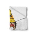 thumbnail image 2 of Day of the Dead Soft Flannel Fleece Throw Blanket, Colorful Skull with Sombrero and Moustache Eyes Art, Cozy Plush for Indoor and Outdoor Use, 60" x 80", Yellow White Ivory, by Ambesonne, 2 of 6