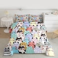 thumbnail image 2 of Homewish Colorful Cartoon Cat Bedding Comforter Set,Cute Funny Kitten Twin Comforter Sets,Kawaii Print Bedding Set For Girls Boys,Super Cozy Room Decor Reversible,2-Piece, 2 of 8