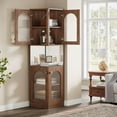 thumbnail image 4 of Tribesigns 78.7" Tall Corner Bookshelf, 5-Tier Farmhouse Bookcase with LED Light &Doors, Vintage Freestanding Corner Storage Cabinet for Living Room Bedroom, Dark Brown, 4 of 8