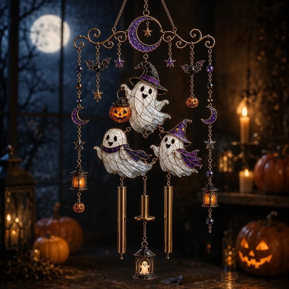 Dalxymotic Halloween Acrylic Wind Decor, Pumpkin Ghost Witch Design, Spooky Holiday Party Hanging Accent, Fall Decor, Halloween Decorations Indoor Outdoor for Home, Yard, Table, Mantel