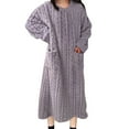 thumbnail image 3 of zbxnLI Womens Fleece Nightgowns Sherpa Pajama Dress Long Sleeve Winter Night Dress Loungewear with Pockets, 3 of 7