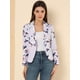 thumbnail image 2 of INSPIRE CHIC Chaqueta abierta de la chaqueta del traje de la cosecha del trabajo de la oficina del frente de las mujeres Morado-Floral L, 2 of 6