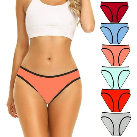 Women's Hi Cut Bikini Panties Soft Stretch Cotton Underwear Hipster Ladies  Briefs 6 Pack(Regular & Plus Size) 