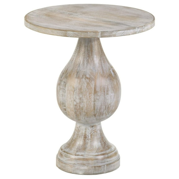 Newboti Furniture White Washed Pedestal Accent Table 29285