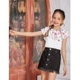 thumbnail image 2 of Arshiner Girls T Shirts Ruffle Short Sleeve Round Neck Loose Blouse Summer Solid Color Casual Girl Tee Tops, 2 of 6