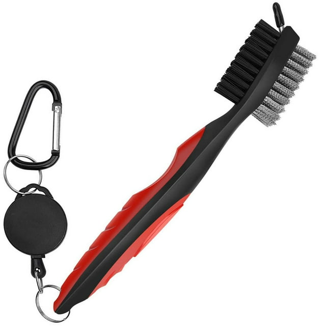 FlyFlise Functional Professional Golfclub Ball Grooves Cleaning Brush Nylon Iron Wire Dual Sided Putter Cleaner Outdoor Exercise Golf Accessories