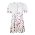 thumbnail image 4 of Inverlee Womens Plus Size Short Sleeve Button Tunic Tops Summer Trendy Floral Print V Neck Blouse Dressy Casual Pleated Shirts, 4 of 5