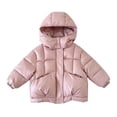 thumbnail image 3 of Jalioing Girls Winter Coat Fashion Plain Long Sleeve Zip Up Puffer Jacket Toddler Kids Thermal Thick Outerwear with Pocket, 3 of 7