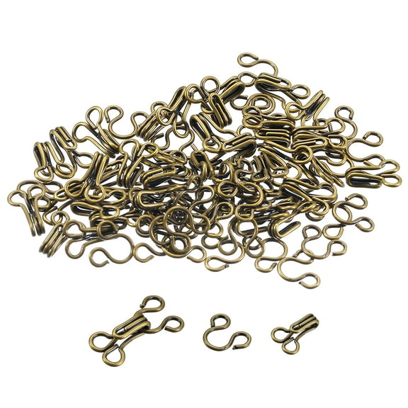 60pcs Sewing Hooks and Eyes Closure, 14.5mm Bra Hooks Clothing Fastener, Bra Sew Closure Replacement, Bronze