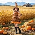 thumbnail image 2 of REDARER Kids Dress with Pointed Sunflower Hat Farm Themed Outfit for Halloween Cosplay Party Trick or Treat Stage Performance,8-9 Years, 2 of 9