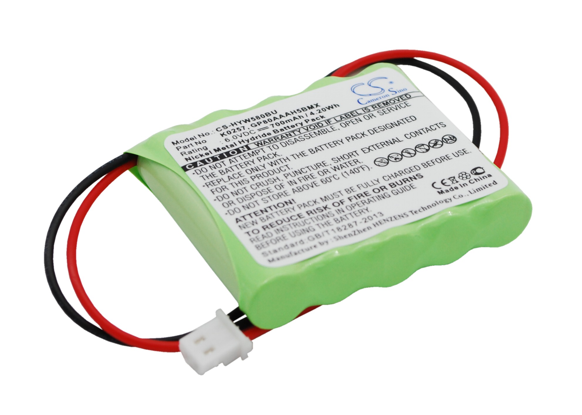 Replacement Battery for Honeywell 55111-05,5800RP Wireless,5800RP Wireless Repeater,K0257,PN:55111-05,GP80AAAH5B3BMX,K0257,700mAh