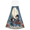 thumbnail image 7 of Haosy 2 Pack Kitchen Wash Cloths with Hanging Loops Absorbent Absorbent Quick Drying Hand Towels, Little Witch and Vampire on Halloween, 7 of 7