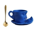 thumbnail image 2 of Taza de cerámica con diseño de rostro humano, 260 ml, para café, té, arte abstracto Azul, 2 of 9