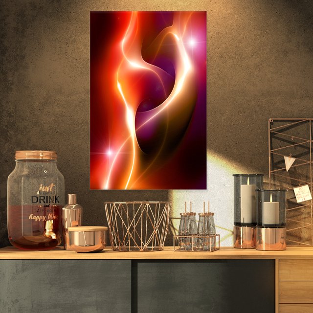 Abstract Warm Red Fractal Design - Large Abstract Canvas Art