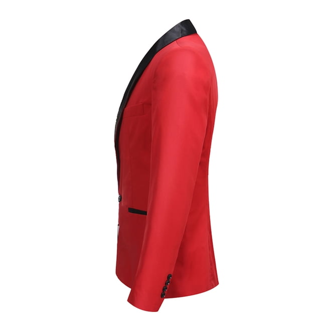 Chaqueta informal de manga larga para hombre, ajustada, de una sola fila, con un botón y costuras de colores contrastantes Pompotops oipoqjl21930