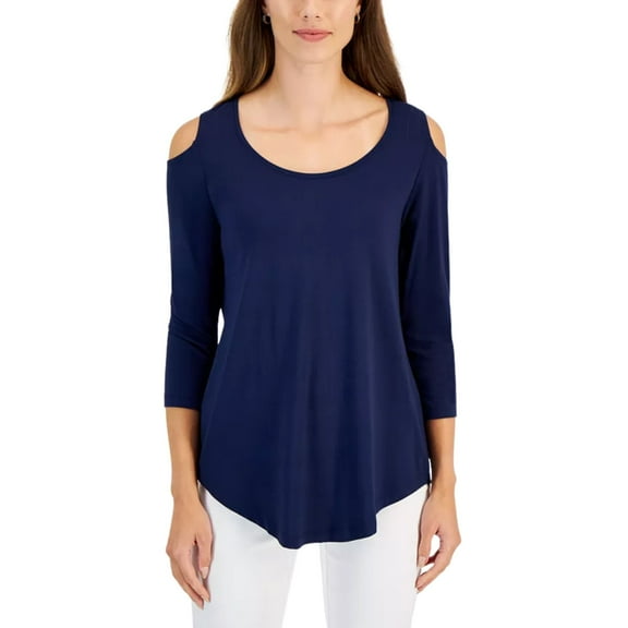 JM Collection Cold-Shoulder 3/4 Sleeve Top Women's Small