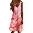 thumbnail image 2 of SMihono Robes Bohèmes d'Été Femmes Grande Taille Mode Femmes Décontracté Aguichant Col en V Uni Été Dentelle Sans Manches Robe Mini, 2 of 5
