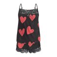thumbnail image 6 of Byworldtasic Women's Pajama Sets Valentine's Dat Sleepwear Satin Sliky 2 Piece Outfit Lace Trim Pajamas Set Cami Shorts, 6 of 6