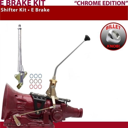 American Shifter FMX Shifter Kit Chrome 12 in. E Brake Push Button 16 in. Handle Billet Knob for F092E