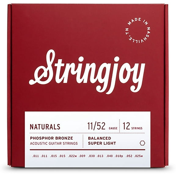 Stringjoy Naturals 12 String Phosphor Bronze Acoustic Guitar Strings 11 - 52