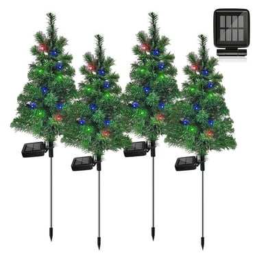 4 Set Solar Christmas Trees Lights - Outdoor Waterproof LED Tree Landscape Lights for Garden Yard Pathway Lawn Outside Decoration (Christmas Tree)