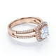 thumbnail image 2 of JeenMata Anillo de Compromiso Estilo Vintage con Diamante Real de Talla Cojín Anillo con Halo y Cuerpo Dividido, Oro Rosa de 10 K, 2 of 6