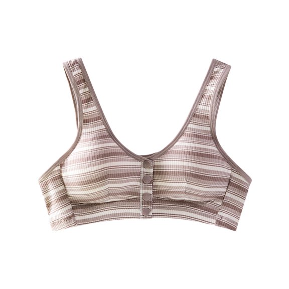 Zpanxa Front Closure Bras for Mature Women Wireless Plus Size Full Coverage Post Surgery Support Bra Cotton Comfort Adjustable Straps Breathable Lightweight Seamless Everyday T-Shirt Bra