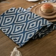 thumbnail image 3 of Gerring Nordic Jacquard Blue Table Runner Geometric Tassel Green Tea Table Flag Modern Elegant Table Runners For Dining Table, 3 of 7