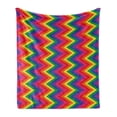 thumbnail image 1 of Groovy Soft Flannel Fleece Throw Blanket, Rainbow Zig Zag Vertical Chevron Pattern Geometric Striped Repeat Vibrant Colors, Cozy Plush for Indoor and Outdoor Use, 50" x 70", Multicolor, by Ambesonne, 1 of 5