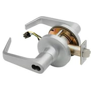 Falcon T851BD D 626 24V Grade 1 Storeroom Electric Cylindrical Lock Fail Safe SFIC Prep Less Core 6 to 7 Pins Dane Lever 3-1/2 Rose Diameter Matte Silver Finish Field Reversible