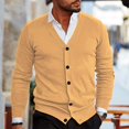 thumbnail image 2 of WTXUE Sweaters Long Sleeve, V-Neck Cardigan for Men Mens Button Solid V Neck Slim Warm Sweater Coat Knit Tops Solid | Officewear for Men Orange M, 2 of 6