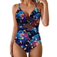 thumbnail image 2 of Alkepwun Women One Piece Swimsuits Tummy Control Cut Out High Waisted Bathing Suit Twist Front Ruched Slimming Mesh Floral Swimwear, 2 of 5