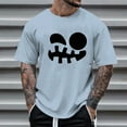thumbnail image 2 of VBARHMQRT Men's Tank Shirts Men's Print Theme T Shirt Printed Solid Color Short Sleeve Top Light Blue, 2 of 4