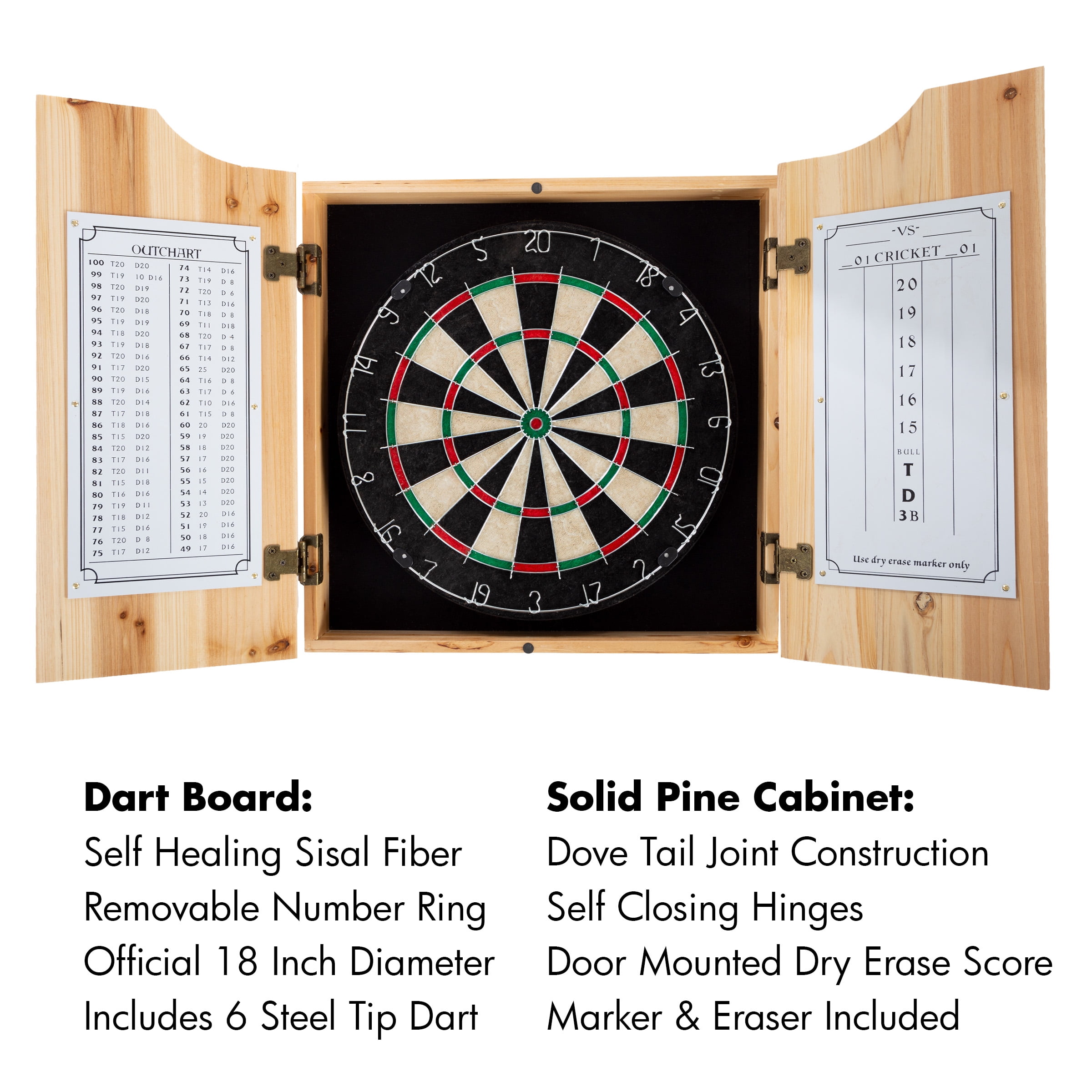 Indiana Pacers Logo Dart Board Cabinet Set with 6 Steel Tip Darts