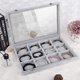 thumbnail image 2 of Organizador de joyas, caja de almacenamiento de 12 rejillas con tapa de metal, caja de almacenamiento de joyas para relojes, anillos, aretes, pulseras, color gris, 2 of 5